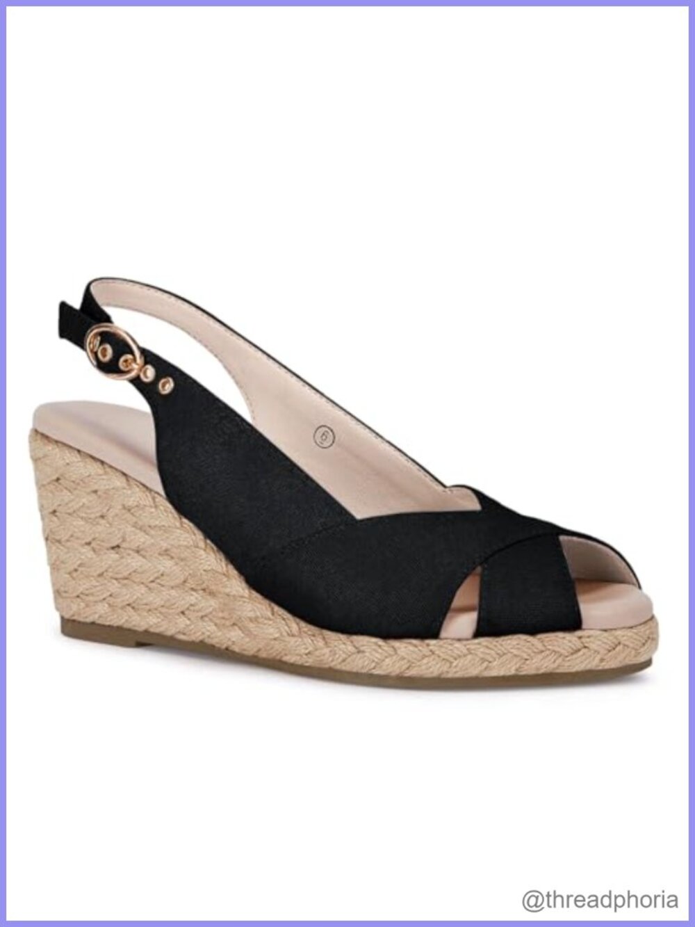 Women's Platform Wedge Sandals Slingback Jute Open Toe Buckle Espadrilles